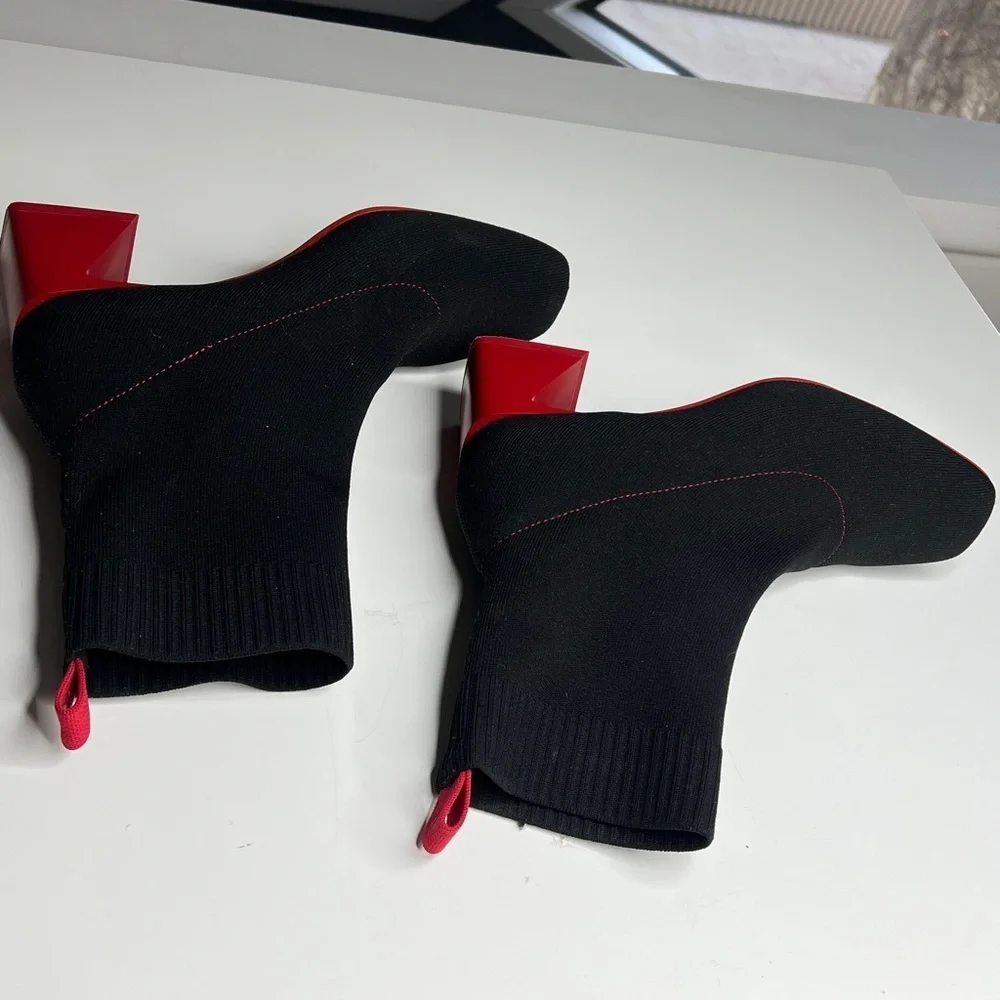 Vivaia Sz 38 Regina Pro Square-Toe Water-Repellent Red 2.25” Heeled Sock Boot